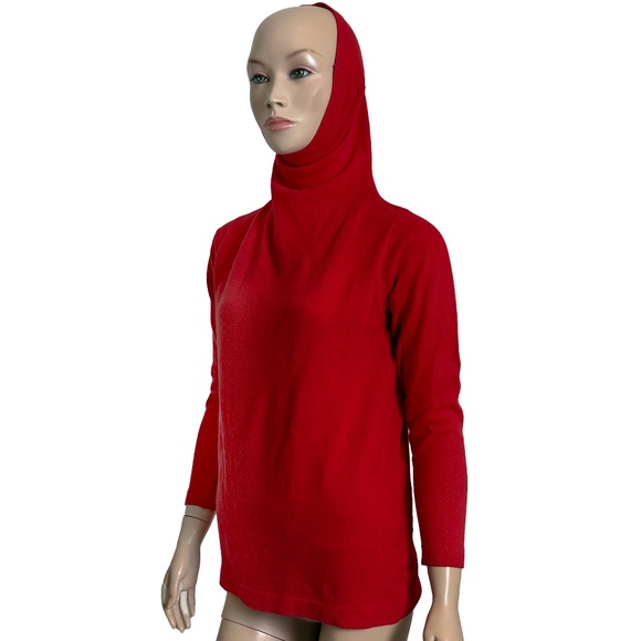 Bonnie Cashin Sweater  Cashmere Cowl Funnel Neck Red Knit Vintage 1970s HTF - Picture 4 of 8